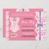 Lingerie Dusche Einladung Pink Brautparty Lace (Vorne/Hinten)