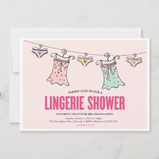Lingerie Dusche Junggeselinnen-Abschied Polteraben Einladung (Vorderseite)