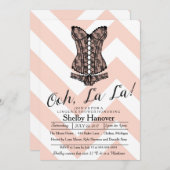 Lingerie-Dusche, ooh la | Rosa Zickzack schwarze S Einladung (Vorne/Hinten)