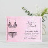 Lingerie Dusche Pink Bridal Dusche Einladung (Stehend Vorderseite)