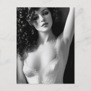 Lingerie Model Black and White Postkarte