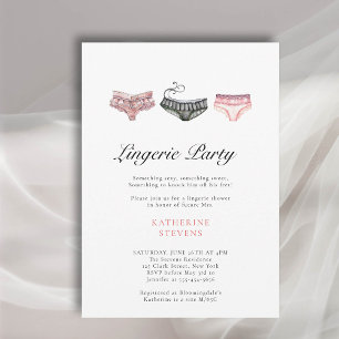 Lingerie Party Pink Black Watercolor Brautparty Einladung