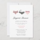 Lingerie Pink Black Watercolor Chic Brautparty Einladung (Vorderseite)