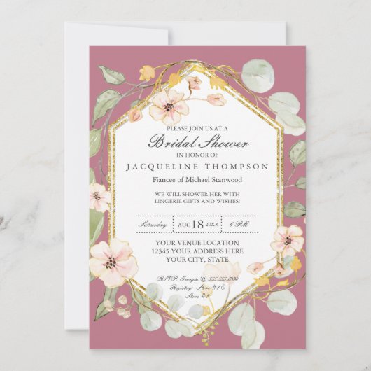 Lingerie Polterabend Berry Pink Rose Wasserfarbe Einladung (Vorderseite)