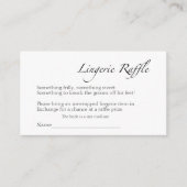 Lingerie Raffle | Schwarz-Weiß-Brautparty Begleitkarte (Vorderseite)