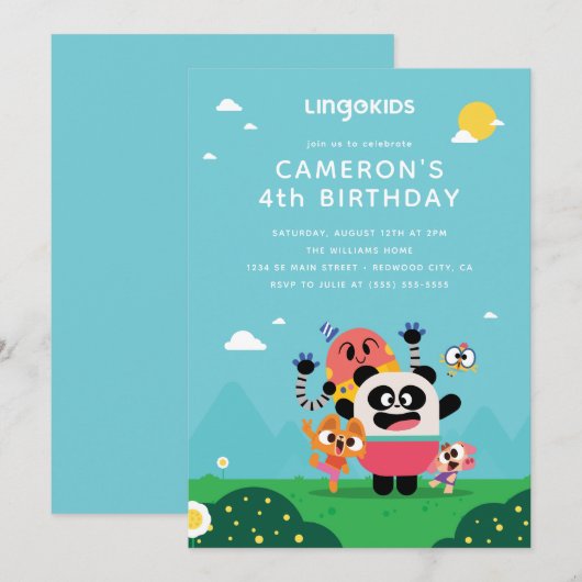 Lingokiden-Zeichen Geburtstag Einladung (Vorne/Hinten)