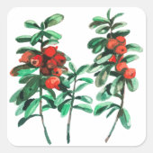 Lingonbeere Quadratischer Aufkleber (Vorderseite)