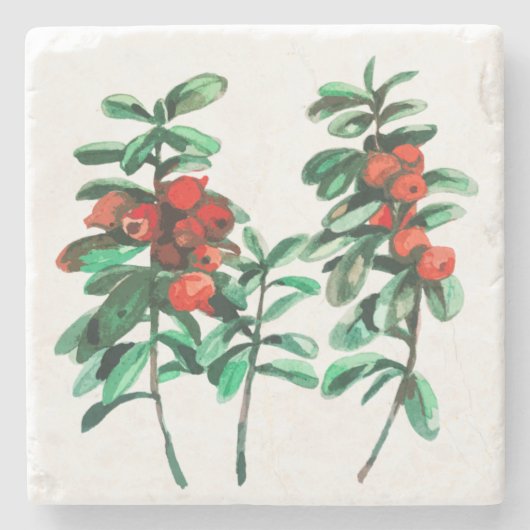 Lingonbeere Steinuntersetzer (Vorderseite)