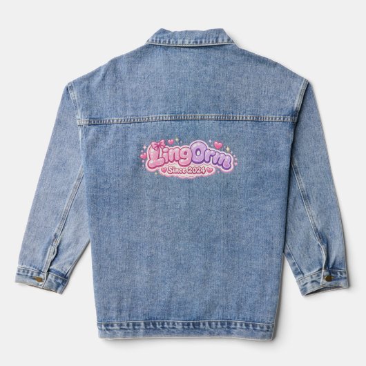 LingOrm Since 2024 Kawaii Bubble Letters – Thai GL Jeansjacke (Rückseite)