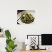 Linguine mit Pesto und Parmesan, Rotwein Poster (Heimbüro)