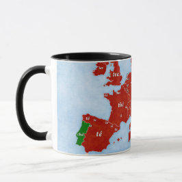 Linguistische Karten-Tasse Tee-Europas Tasse