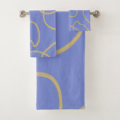 Linie Art: Gold auf Blue Badhandtuch Set (Insitu)