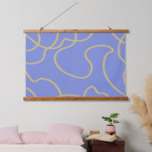 Linie Art: Gold auf Blue Wandteppich Mit Holzrahmen (Schlafzimmer)