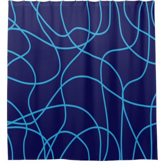 Linie Art in widersprüchlicher Blues Duschvorhang (Vorderseite)