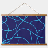 Linie Art in widersprüchlicher Blues Wandteppich Mit Holzrahmen (Vorne)