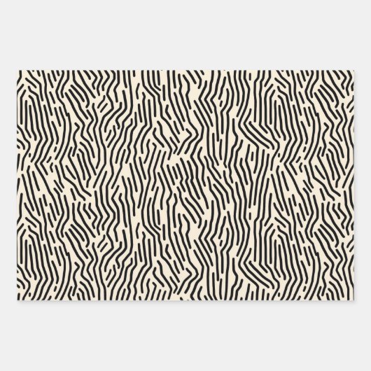 Linie Art Natur Inspiriert geometrische Schwarz-Be Geschenkpapier Set (Vorderseite 2)