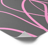 Linie Art: Rosa auf Grau Poster (Ecke)