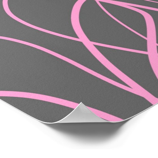 Linie Art: Rosa auf Grau Poster (Ecke)