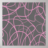 Linie Art: Rosa auf Grau Poster (Vorne)