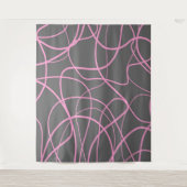 Linie Art: Rosa auf Grau Wandteppich (Vorderseite)
