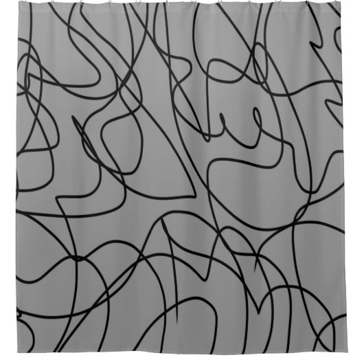 Linie Art: Schwarz auf Grau Duschvorhang (Vorderseite)