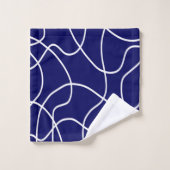 Linie Art: Weiß auf dunkelblau Badhandtuch Set (Waschlappen)