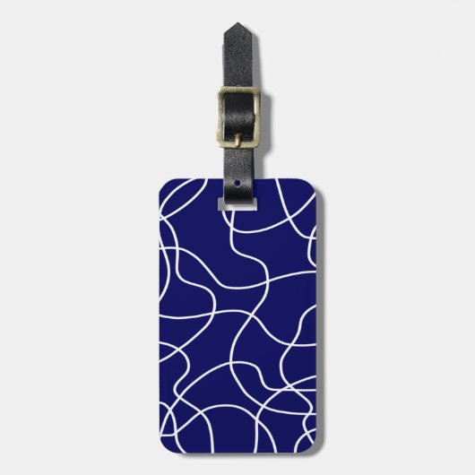 Linie Art: Weiß auf dunkelblau Gepäckanhänger (Vorderseite vertikal)