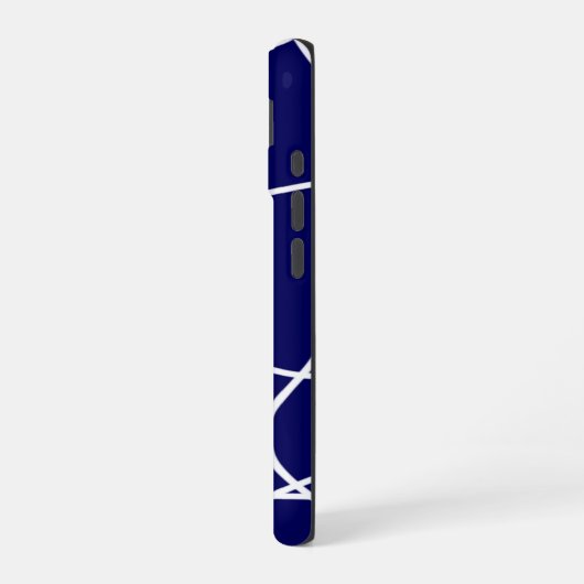 Linie Art: Weiß auf dunkelblau iPhone 16 Hülle (Linke Seite)