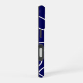 Linie Art: Weiß auf dunkelblau iPhone 16 Hülle (Rechte Seite)