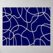 Linie Art: Weiß auf dunkelblau Poster (Vorne)