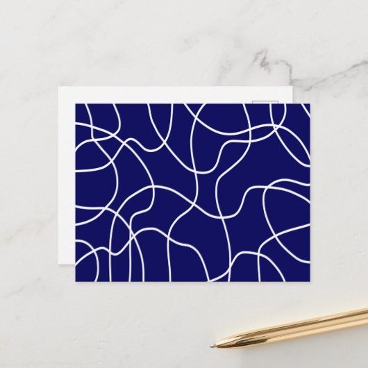 Linie Art: Weiß auf dunkelblau Postkarte (Vorderseite/Rückseite Beispiel)