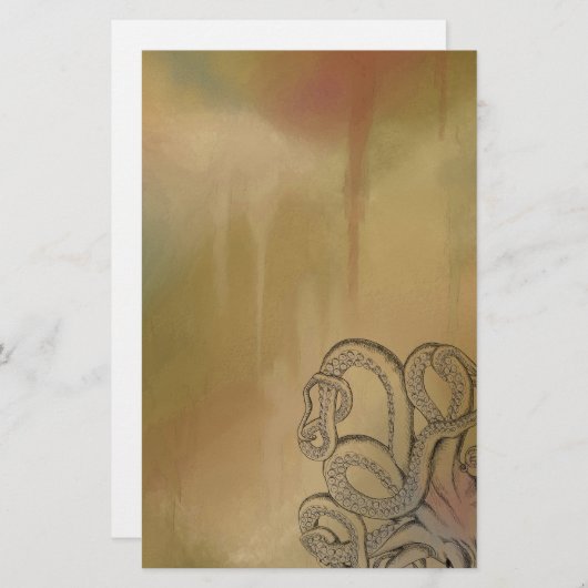 Linie, die Krake in Brown zeichnet Briefpapier (Vorne/Hinten)