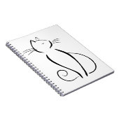 Linie gezeichnete schwarze Katze Notizblock (Rechte Seite)