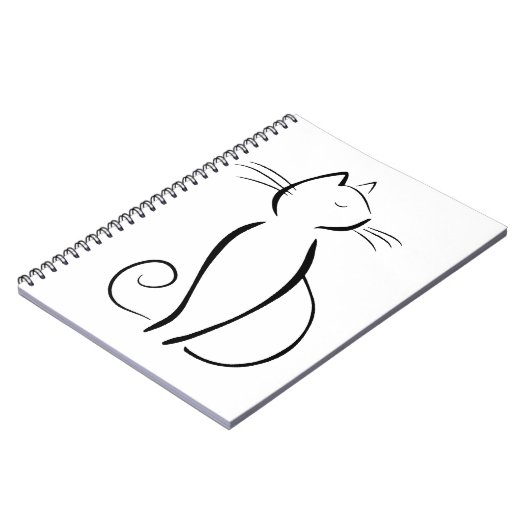 Linie gezeichnete schwarze Katze Notizblock (Linke Seite)