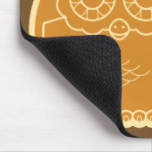 Linie Kunst-Eule Mousepad (brauner Hintergrund) (Ecke)