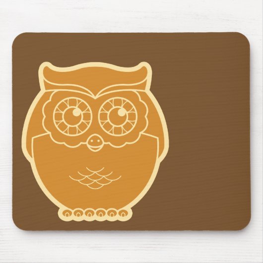 Linie Kunst-Eule Mousepad (brauner Hintergrund) (Vorne)