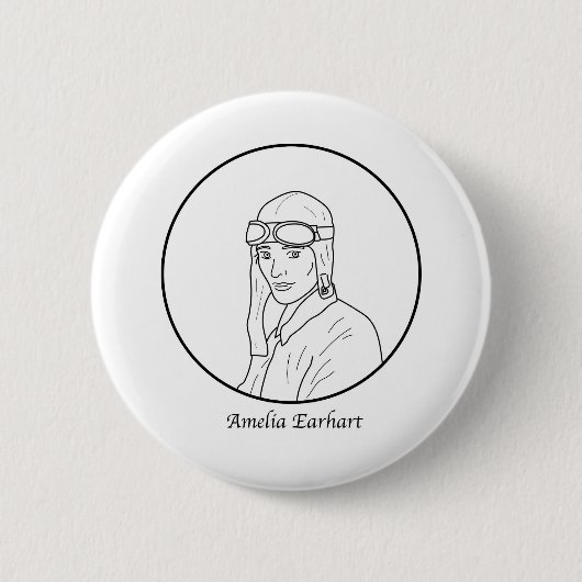 Linie Porträt Amelia Earhart Button (Vorderseite)