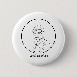 Linie Porträt Amelia Earhart Button