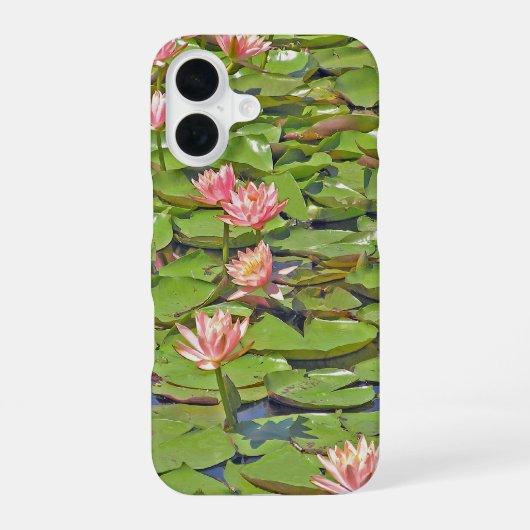 Linie rosa Seerosen iPhone 16 Hülle (Rückseite)