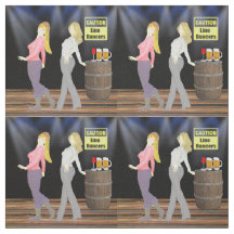 Linie Tanzen-Frauen mit Vorsicht-Zeichen 4,5"