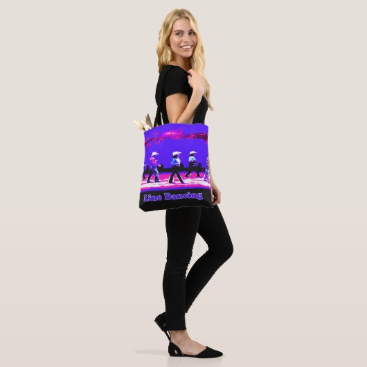 Linie Tanzen-Western-Gruppen-blaues Schwarz-Rosa Tasche (Am Model)