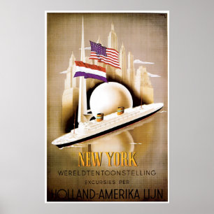 Linie Vintage Schiffs-Anzeige Hollands Amerika Poster