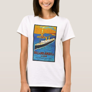Linie Vintages Reise-Plakat Hollands Amerika T-Shirt
