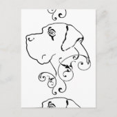 Linie Zeichnend großer Dane Head Postkarte (Vorderseite)