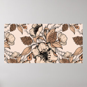 Linie zeichnend nahtloses Muster. Helle Farben. Vi Poster