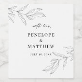 Linie Zeichnend Weinetikett aus Blattholz (Einzelnes Label)