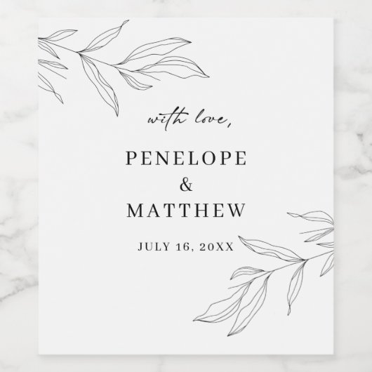 Linie Zeichnend Weinetikett aus Blattholz (Einzelnes Label)