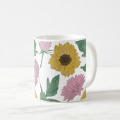 Linien Blumen Monogramm Kaffeetasse (VorderseiteRechts)