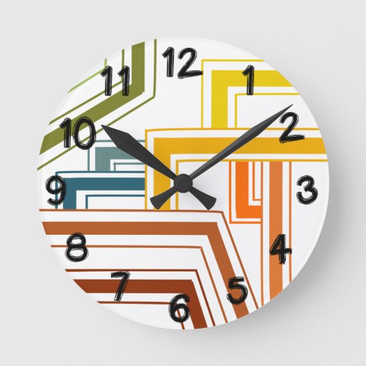 Linien der 70er Jahre Runde Wanduhr (Vorderseite)