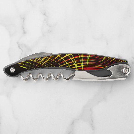 Linien, die sich in der Welle und Lichteffekt wied Kellnermesser (Rückseite)